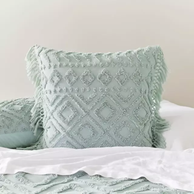 Adairs Elliot Geo Tufted Tassel Blue European Pillowcase SUPER RARE BNWT RRP $60