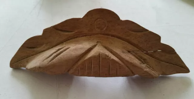 Antique carved solid walnut handle drawer pull (121D)