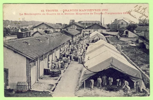 cpa RARE TROYES (Aube) Grande Manoeuvre militaire 1905 La BOULANGERIE de GUERRE