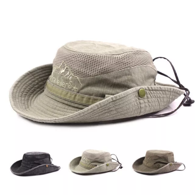 Cotton Fishing Boonie Bucket Hat Cap Brim visor Sun Safari Summer Men Camping