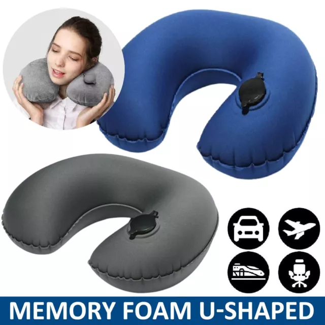 Travel Neck Pillow Soft Inflatable Air U-Shape Pillow Sleep Head Rest Cushion AU