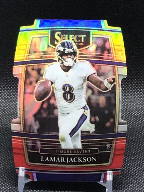 2021 Panini Select Lamar Jackson Concourse Red&Yellow Prizm Die Cut #5 Balt