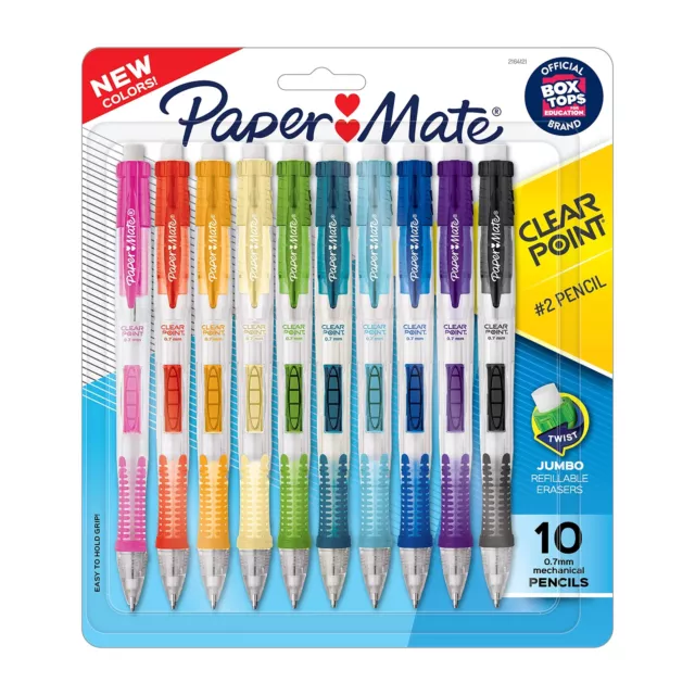 Clearpoint Pencils, HB #2 Lead (0.7mm), Assorted Barrel Colors, 10 Count