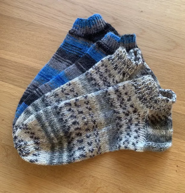 Wollsocken /Sneaker Handgestrickt 2 Paar in Gr.38/39