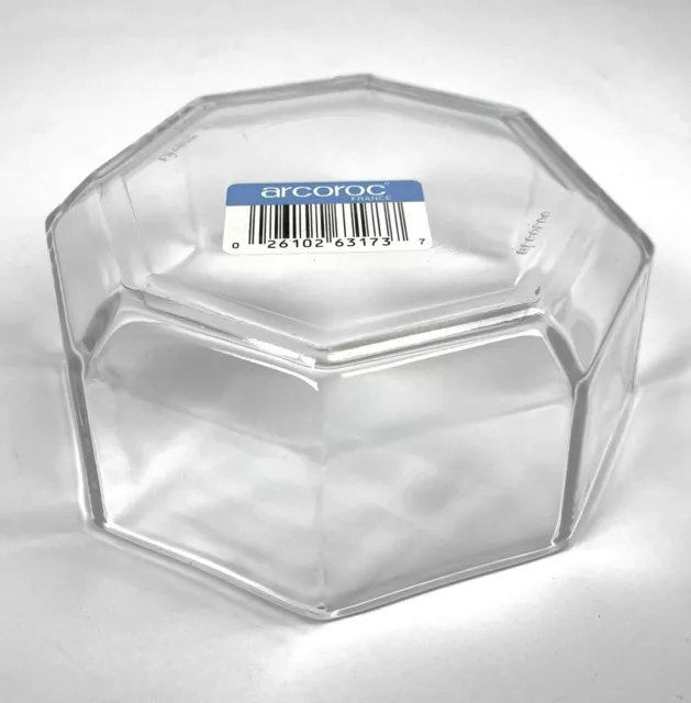 Arcoroc Octime Salad Bowls Clear Glass Octagon 4.5” Vintage Blanc NEW - SET OF 6 2