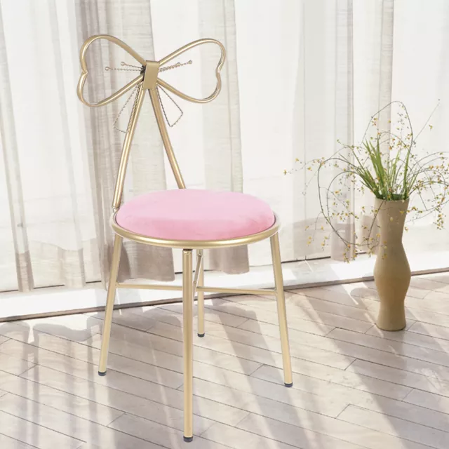 Pink Dressing Makeup Stool Bedroom Backrest Princess Chair Seat for Girls Ladies