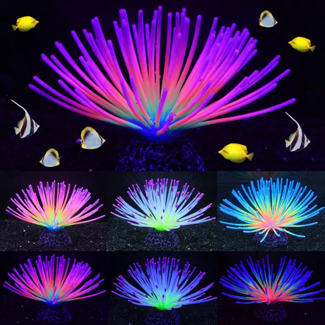 Silicone Glowing Artificial Fish Tank Aquarium Decor Coral Plants Ornaments