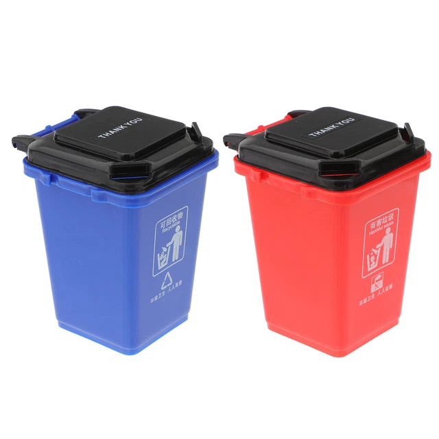 2 PCS Mini Curbside Trash Can Makeup Brush Container Useful Small
