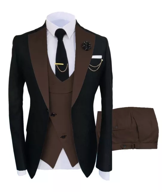 Herren Anzug Blazer Jackett 3-Teilig Anzug Set Business Slim Fit Männer Anzug
