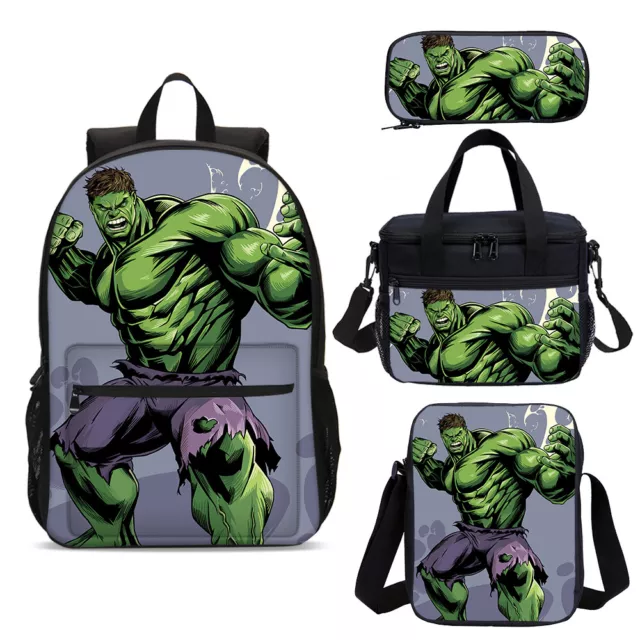 Incredible Hulk Superhero School Backpack Insulated Lunch Bag Pen Case Sling Lot