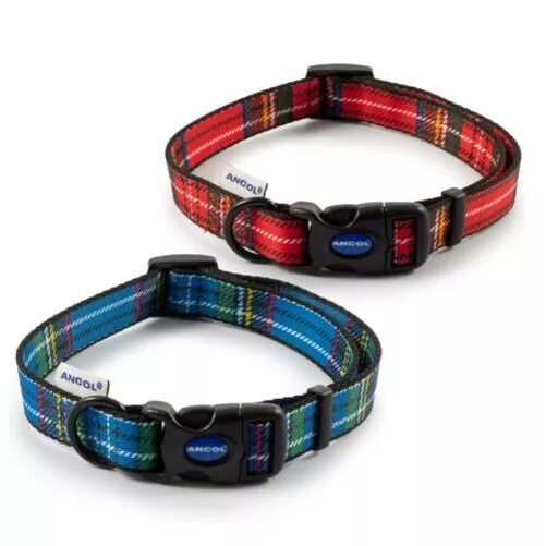 Ancol Nylon Réglable Tartan Réglable Collier Coloré Souple Respirant Gear