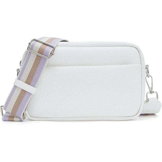 Small White Crossbody Bag with Women Wide Strap Purse Shoulder Cute Handbag New
