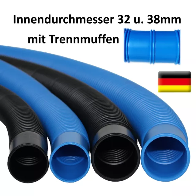 Schwimmbadschlauch Poolschlauch 32 + 38 mm blau + schwarz Schlauch Solarschlauch 2