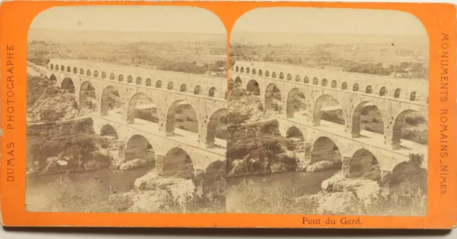 Dumas, Frankreich Nîmes Brücke Des Gard Monuments Römer Foto Stereo Vintage