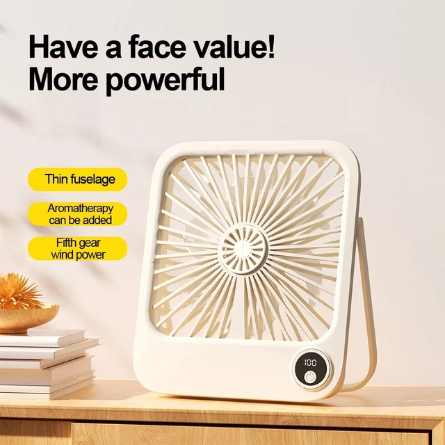 Ventilateur Turbo Portable Sans Balais - 6 Vitesses, écran LED - Alimentation USB - Design Compact 14x9,5 Cm - 3