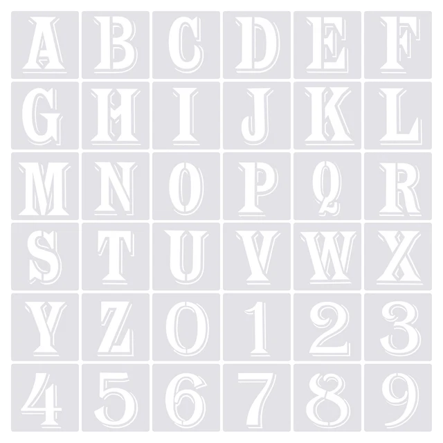 2.4" 36 Paquete Letras Números Plantillas 3" Ancho para Pintura Sombra Blanco