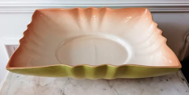 Vintage MCM Los Angeles Potteries Console Bowl Dish or Planter Green Cream Peach