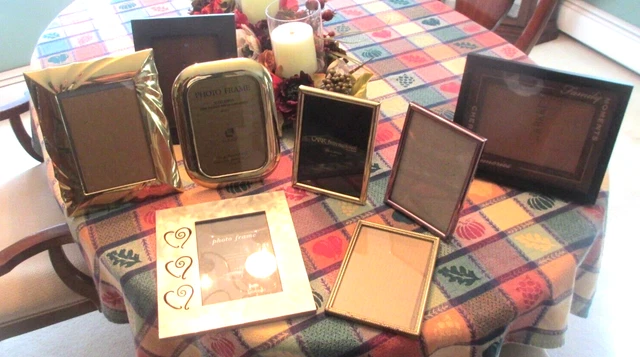 Lot of 8 Vintage Metal, Brass and Wood Picture Frames 5"X7"