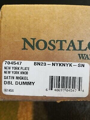 Nostalgic Warehouse 704547 New York Plate New York Knob Dbl Dummy satn nickel A5
