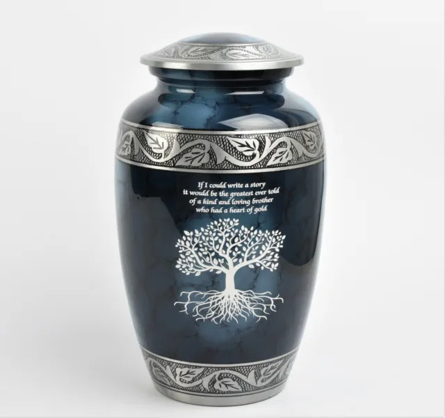 Adult Large Cremation Ashes Urn Fully Personalised Blue Cloud Tree Of life Urn