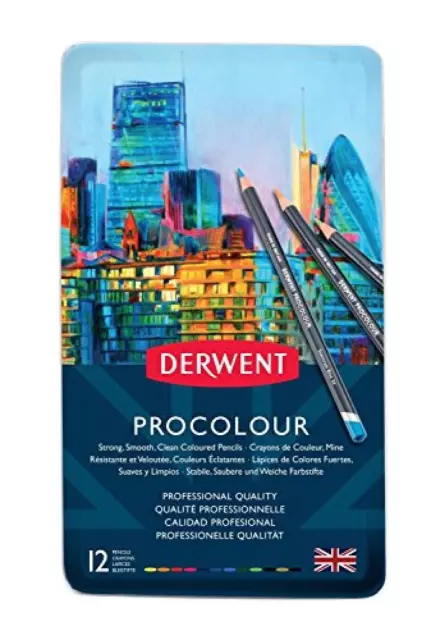 (TG. Confezione da 12) Derwent Procolour, matite colorate in scatola di latta Co