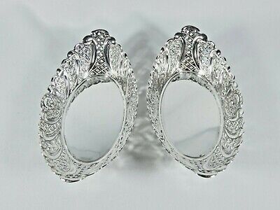 Antique Victorian 1894 Pair of Heavy Oval Serving Bowls Dishes Repousse Set JD&S