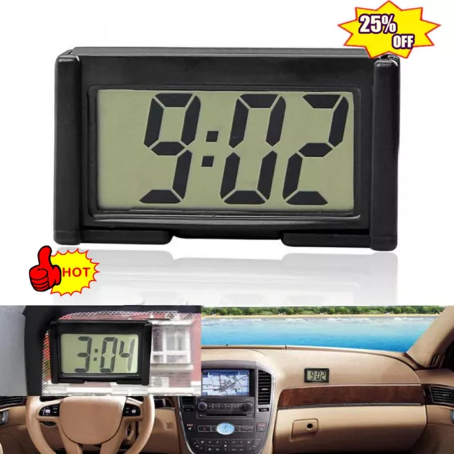 Mini LCD Screen Digital Clock Self-Adhesive Interior Car Auto Desk Dashboard