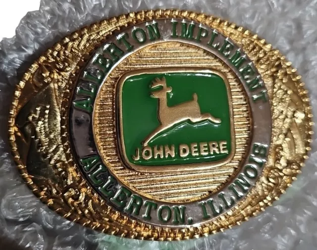 John Deere Belt Buckle Limited Edition #018 Allerton Illinois Implement 1990