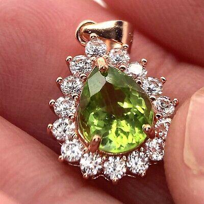Peridot 1.55ct Rose Gold Finish Solid 925 Sterling Silver Pendant