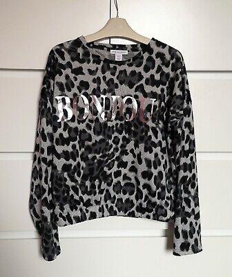 BONJOUR___leopard print jumper top girl age 11-12 yrs VGC