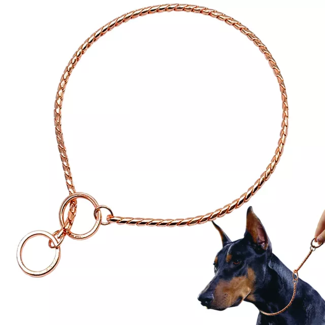 Choker Dog Collar Chain Heavy Duty Pet Slip Check Chains Gold Round Twist Link