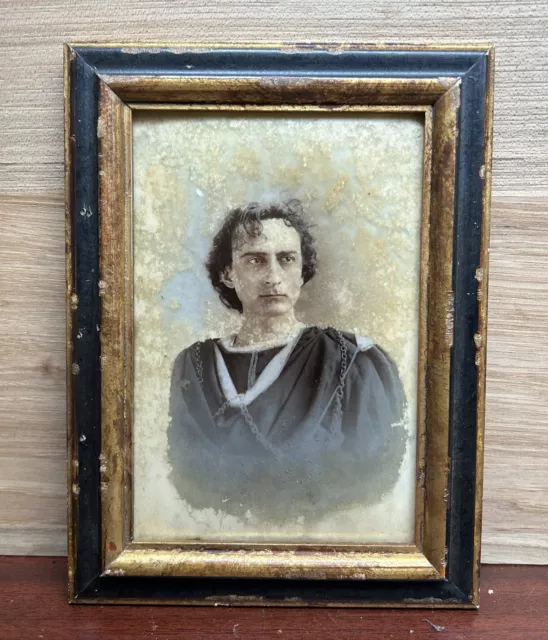 Double Glass Photograph Of Edwin Booth By Isaac Rehn, VERY RARE Hamlet Actor