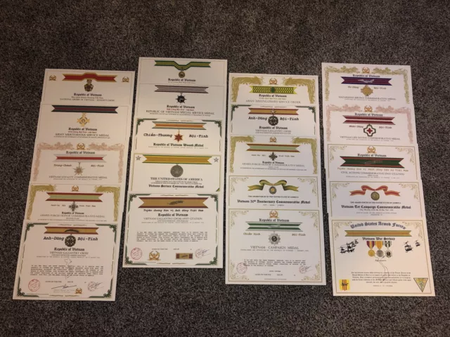 Vietnam War / Military Replacement Certificate Lot (20 Certificate Set)