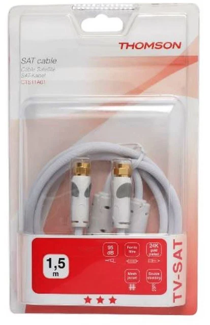 Satix câble coaxial d'antenne satellite tv 10 m avec fiches F rapides numerique Triple blindage