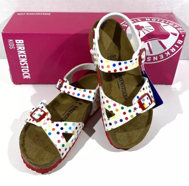 Birkenstock Rio Kids Youth Girls Size 12 (EU30)N Fit Digital Dots White Sandals