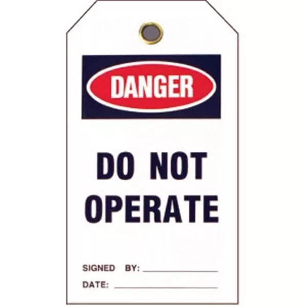 Brady Lockout Tags, Danger: "Do Not Operate", Vinyl, 5 1/2" x 3",