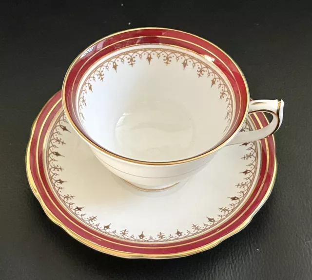 Vintage Aynsley Durham Maroon Teacup & Saucer, Bone China , England