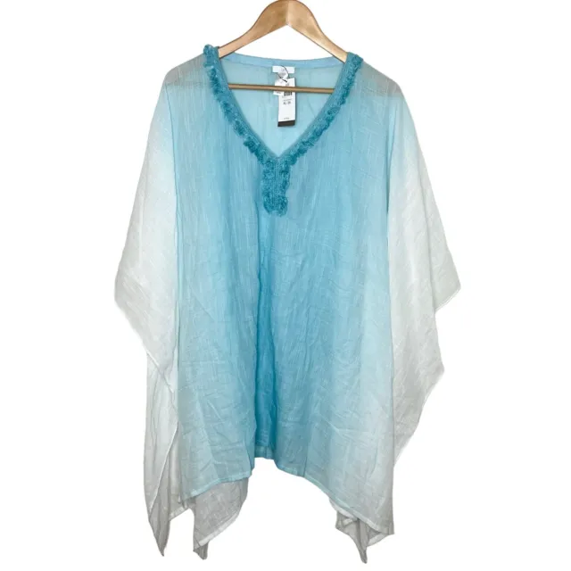 J. Jill Ombré Caftan Poncho Swim Coverup Blue Women’s Size XL-3X Cover Up