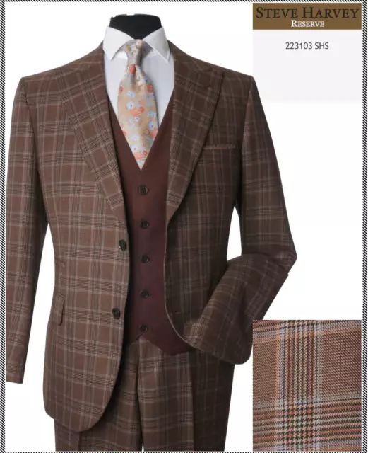 Steve Harvey 223103SHS 3 Pieces Suits Brown