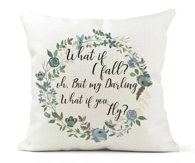 Inspirational Quote Scatter Cushion, Cream Country Canvas,What if I fall Disney