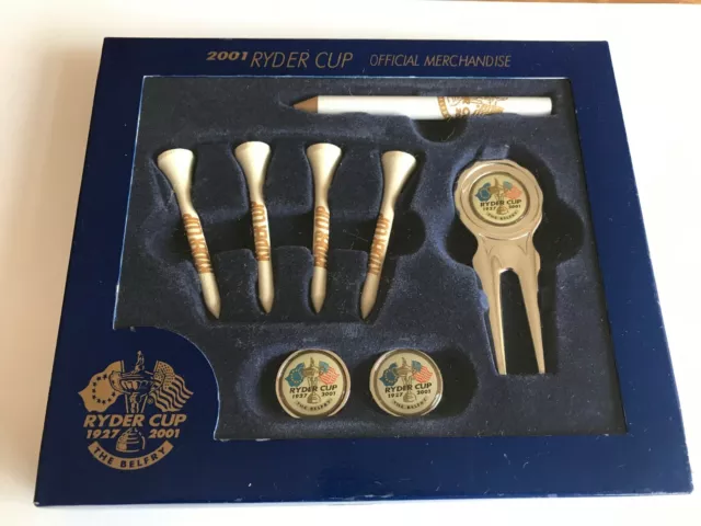 RYDER CUP 2001 Golf Cadeau Ensemble Outil Divot , Marqueur, Crayon Et Tees