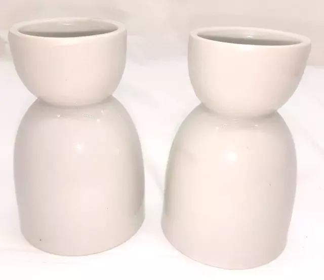 Two White Double Ceramic Egg Holder Cups Vintage vibe All Occasions