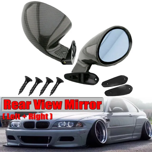 1Pair F1 Style Carbon Fiber Look Universal Racing Car Side Wing Rearview Mirrors