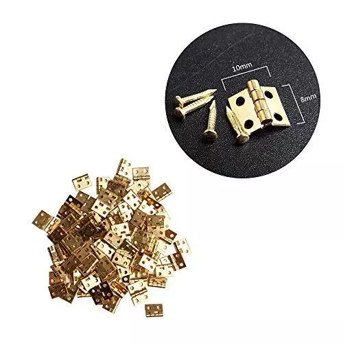 100 Pcs Mini Hinges Miniature Hardware with Screws for Wooden Box Crafts Chest