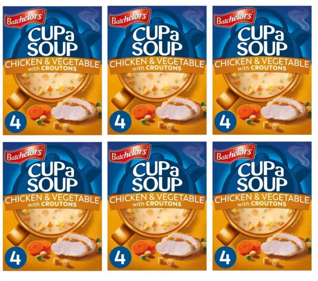 Batchelors Cup a Soup Chicken & Vegetable with Croutons 4 Sachets PACK OF 6