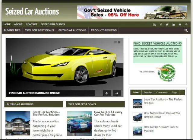 Seized Car Auction Niche | Established Clickbank Affiliate Blog Website