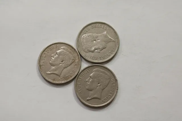 Belgium 5 Francs 1930 & 1931 - 3 Coins Lot B15 Swi37