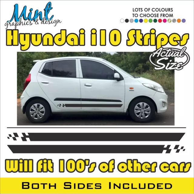 HYUNDAI i10 Side Stripes FITS ALL MODELS Decals Stickers Graphics FREE P&P 027