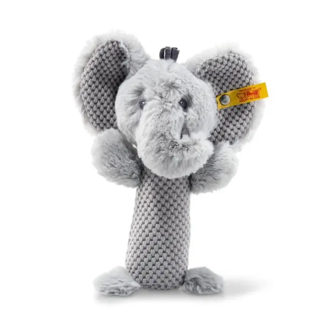 Steiff 240768 Soft Cuddly Friends Ellie Elefant Rassel | 15 cm grau