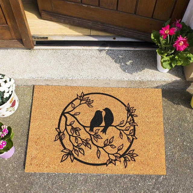 7x5 Rug Branches And Leaves, A Pair Of Bird Prints, Brown Classic Remnant Carpet